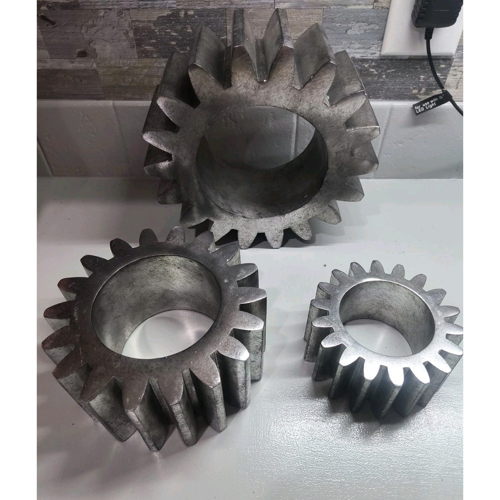 Set of 3 Faux Metal Industrial Gears - Steampunk Cog Props Room Decor